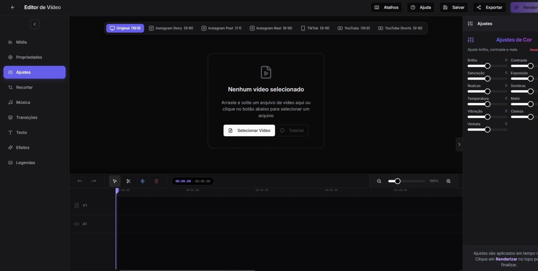 Interface do Editor Inteligente Viralyse